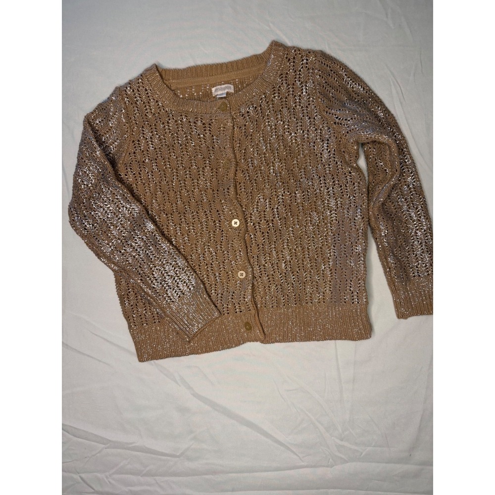Gymboree Girls tan & silver cardigan sz 5-6‎ party ready